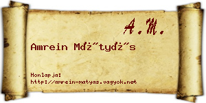 Amrein Mátyás névjegykártya
